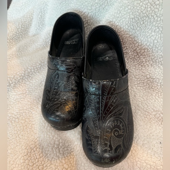 DANSKO Professional Black Tooled Leather Clogs Size 38 - Picture 8 of 9